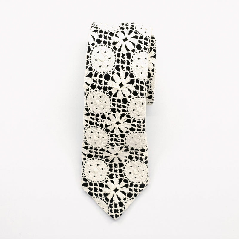 Ecru/Black Geo Lace Tie, Outfitting Life's Occasions